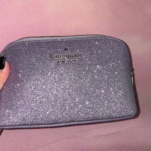 ♠️Kate Spade Tinsel Glitter Small Dome Cosmetic Case Makeup Bag, Lilac Frost NWT
